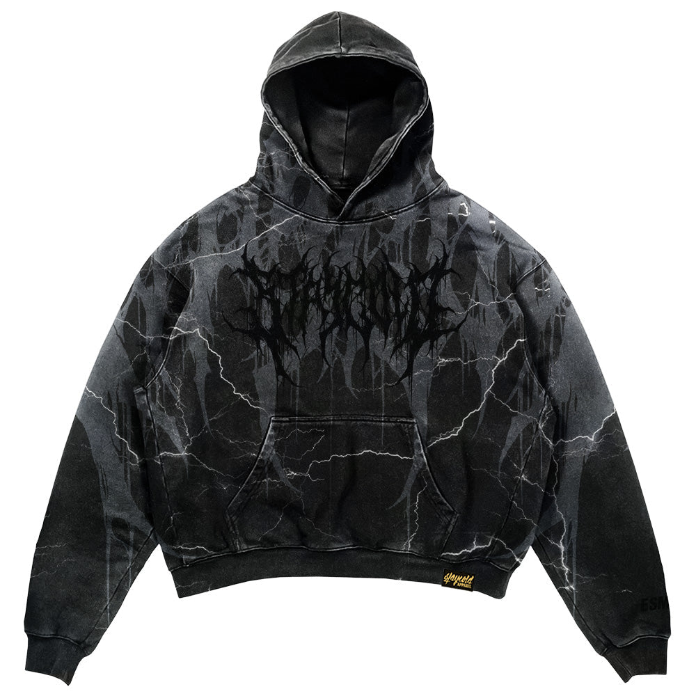 Bloodshot - Heavy Oversized Hoodie (Black Acid) 400GSM