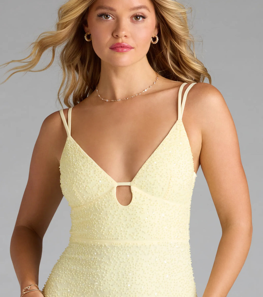 Capriana V-Neck Mermaid Bead Sequin Formal Dress