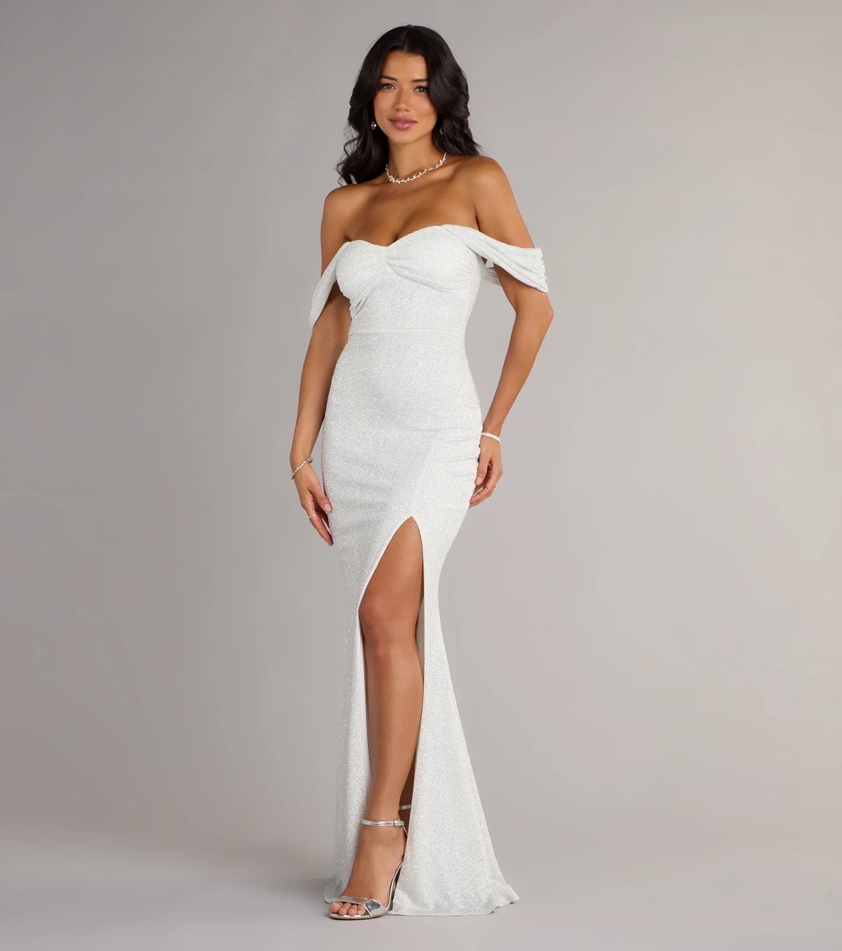 Tamara Off-The-Shoulder Mermaid Glitter Formal Dress
