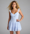 Cutest Flirt Flutter Sleeve Skater Dress