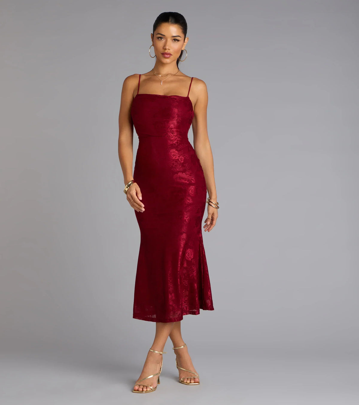Chic Masterpiece Low Back Lace Midi Dress