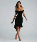 Special Touch Velvet Off-The-Shoulder Midi Dress