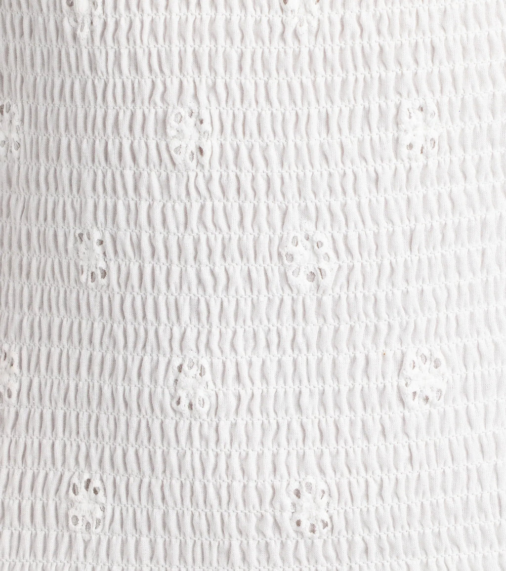 Always Sunny Strapless Ruffle Eyelet Mini Dress