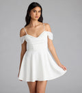 Sweet Touch Cold Shoulder Crepe Skater Dress