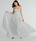 Kira Lace-Up Glitter Tulle A-Line Formal Dress