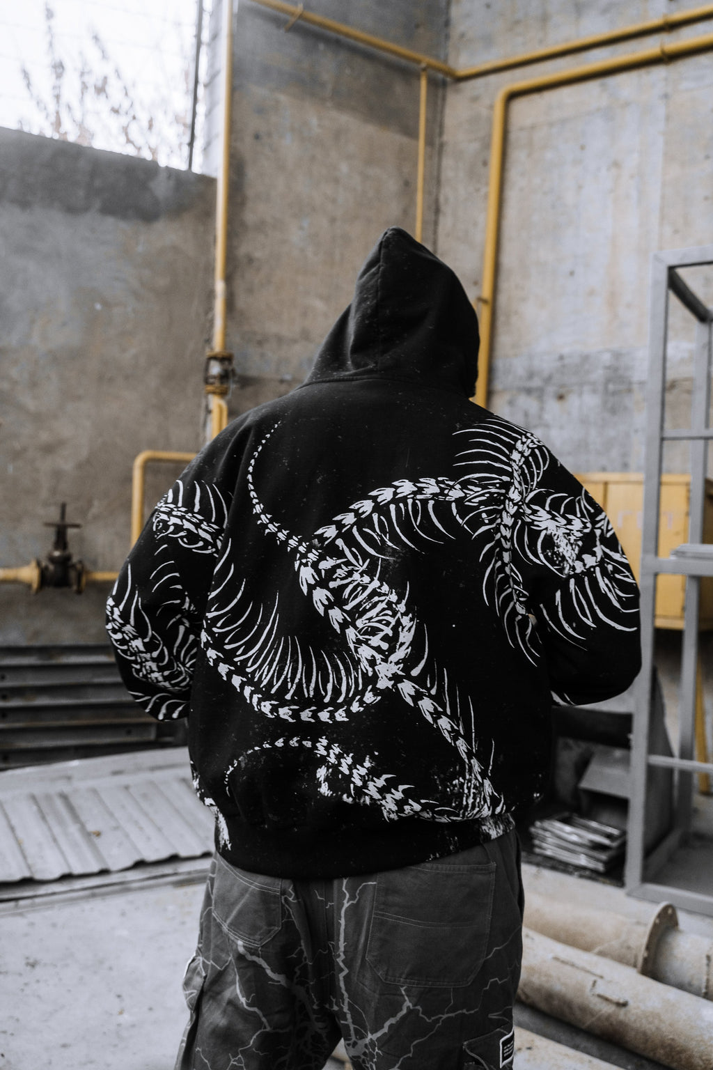 Black Spine (Black) - Heavy Oversized Hoodie (400GSM)
