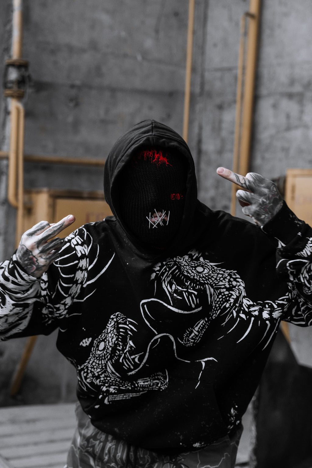 Black Spine (Black) - Heavy Oversized Hoodie (400GSM)