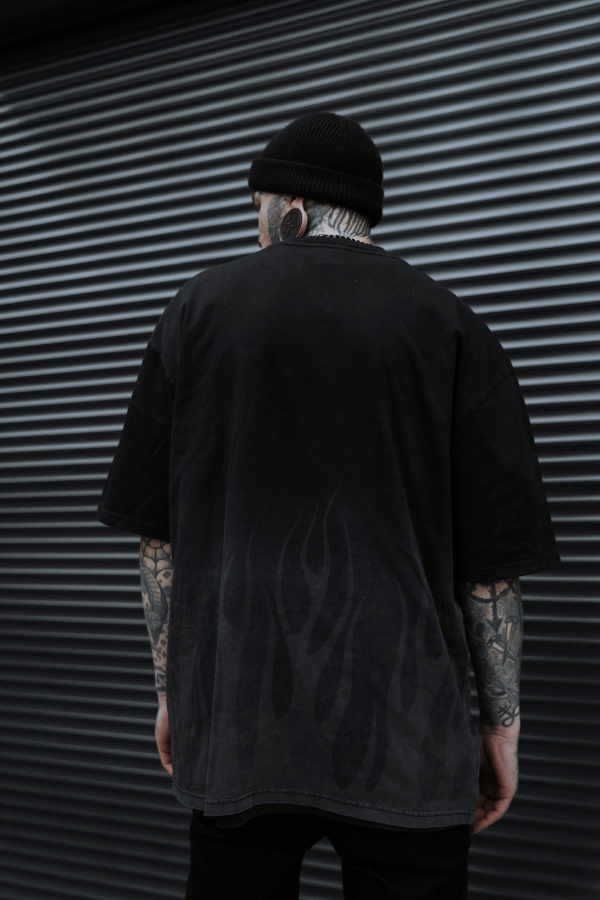 Black Torch (Grey Bleached) - Heavy Oversized T-Shirt (250GSM)