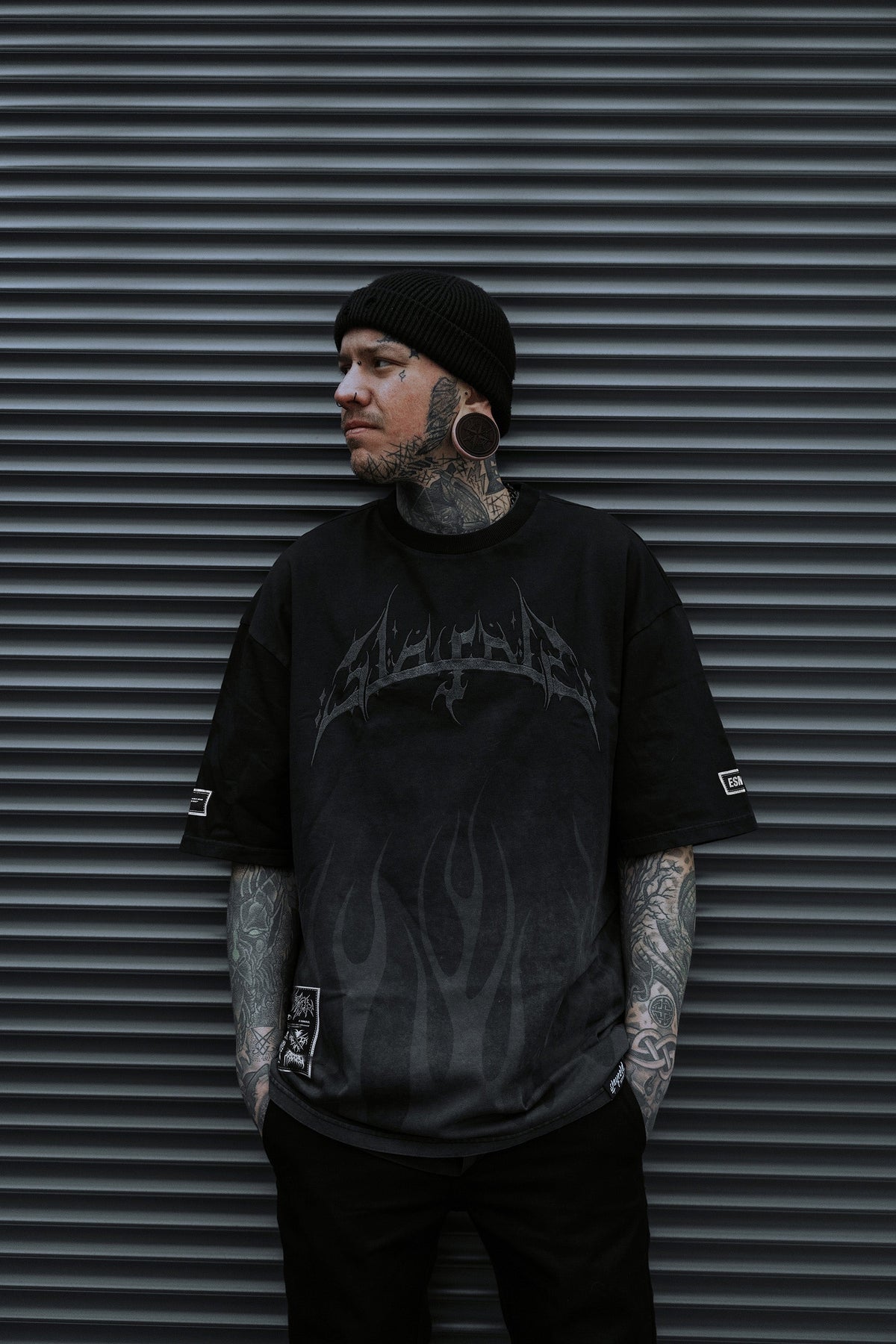 Black Torch (Grey Bleached) - Heavy Oversized T-Shirt (250GSM)