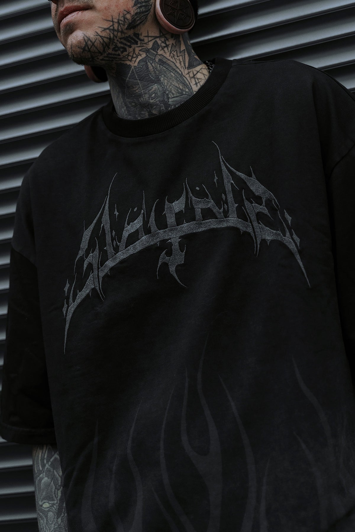 Black Torch (Grey Bleached) - Heavy Oversized T-Shirt (250GSM)