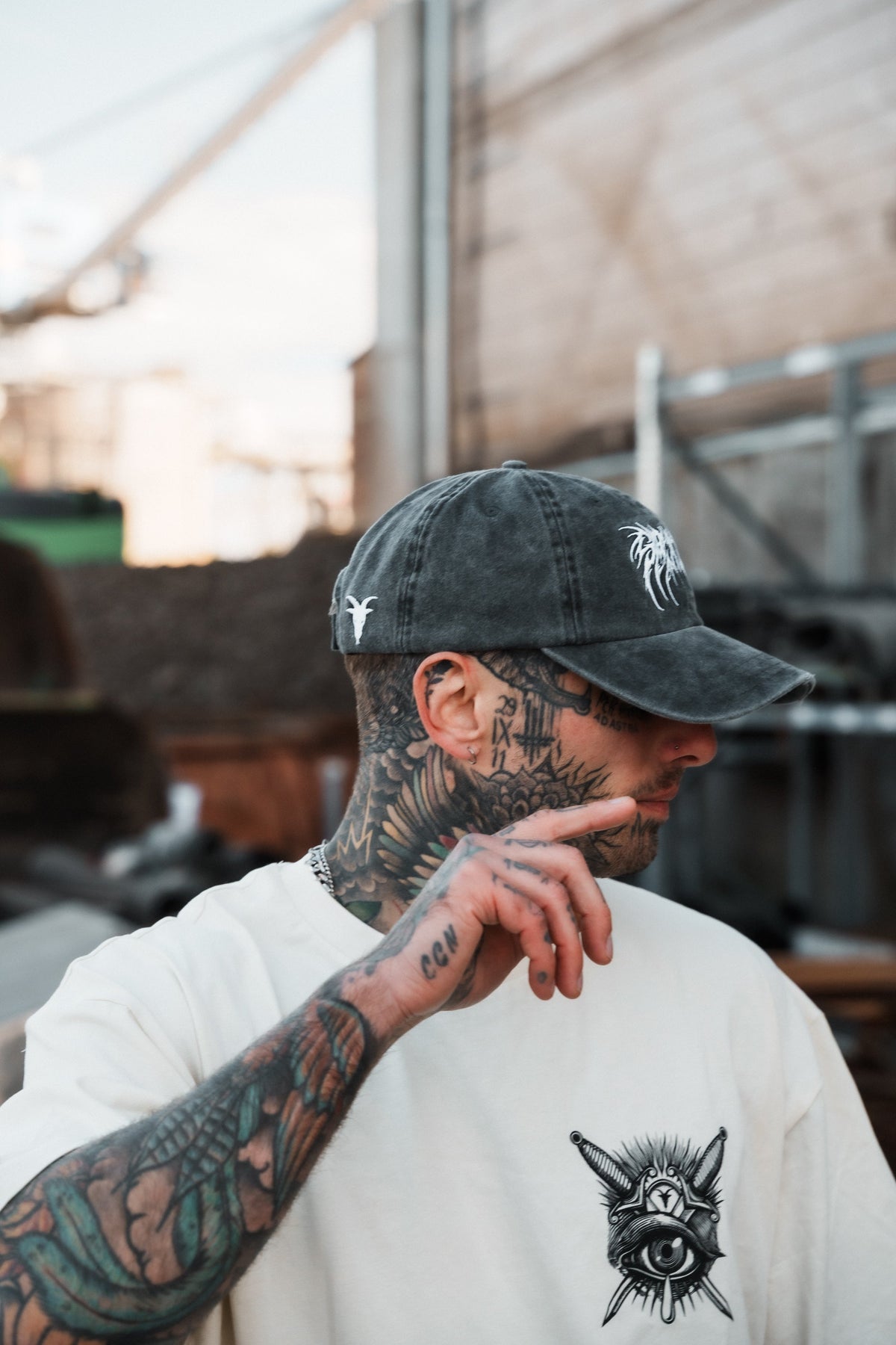 Bloodshot - Bleached Dad Cap (White)