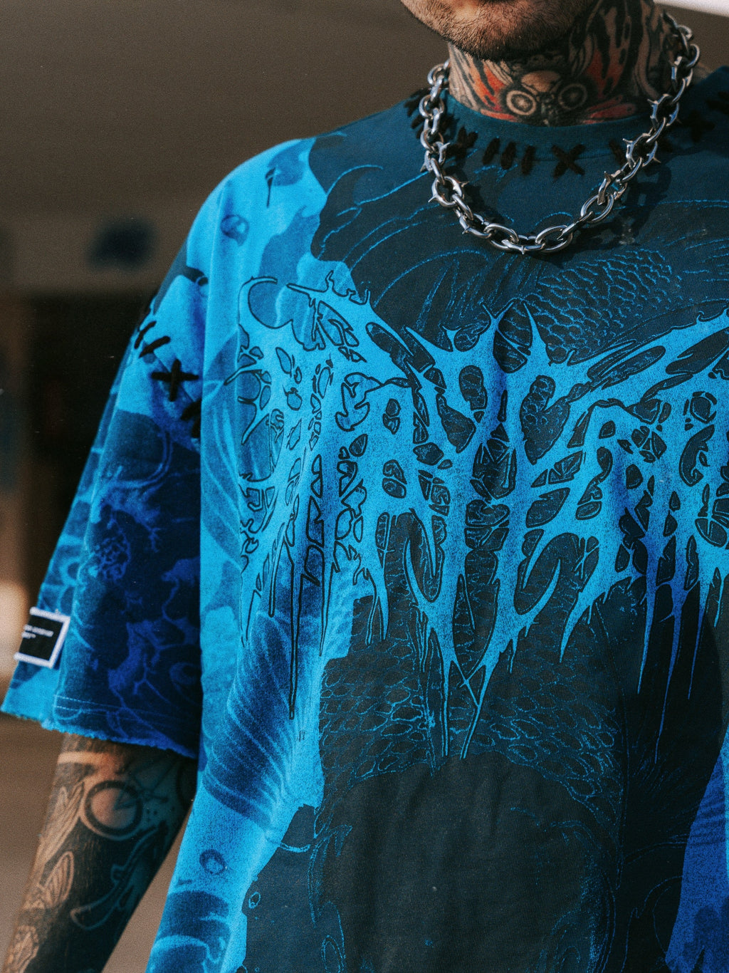 Drowned (Blue) - Heavy Oversized T-Shirt (250GSM)