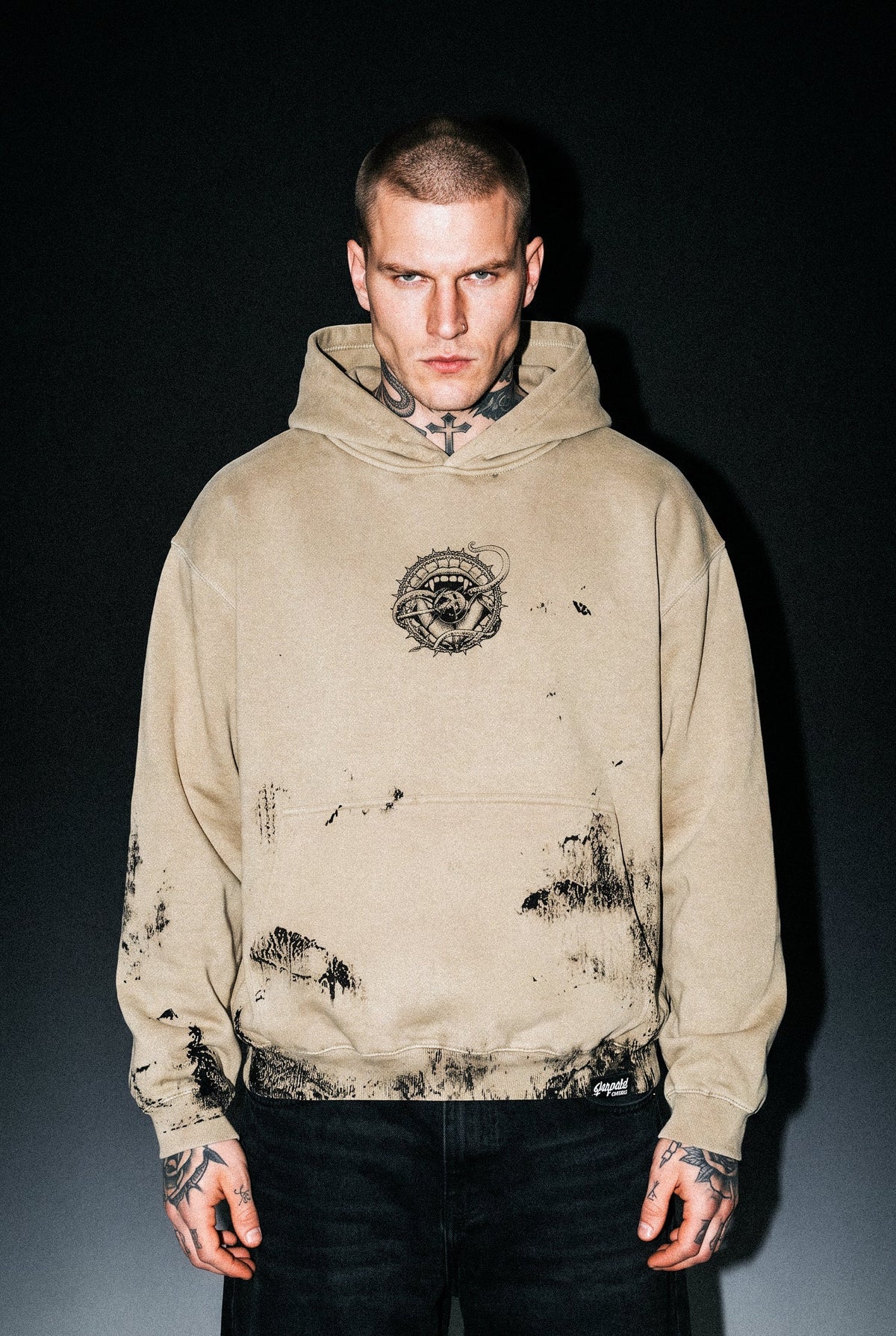 Gravewire (Beige) - Oversized Hoodie (350GSM)