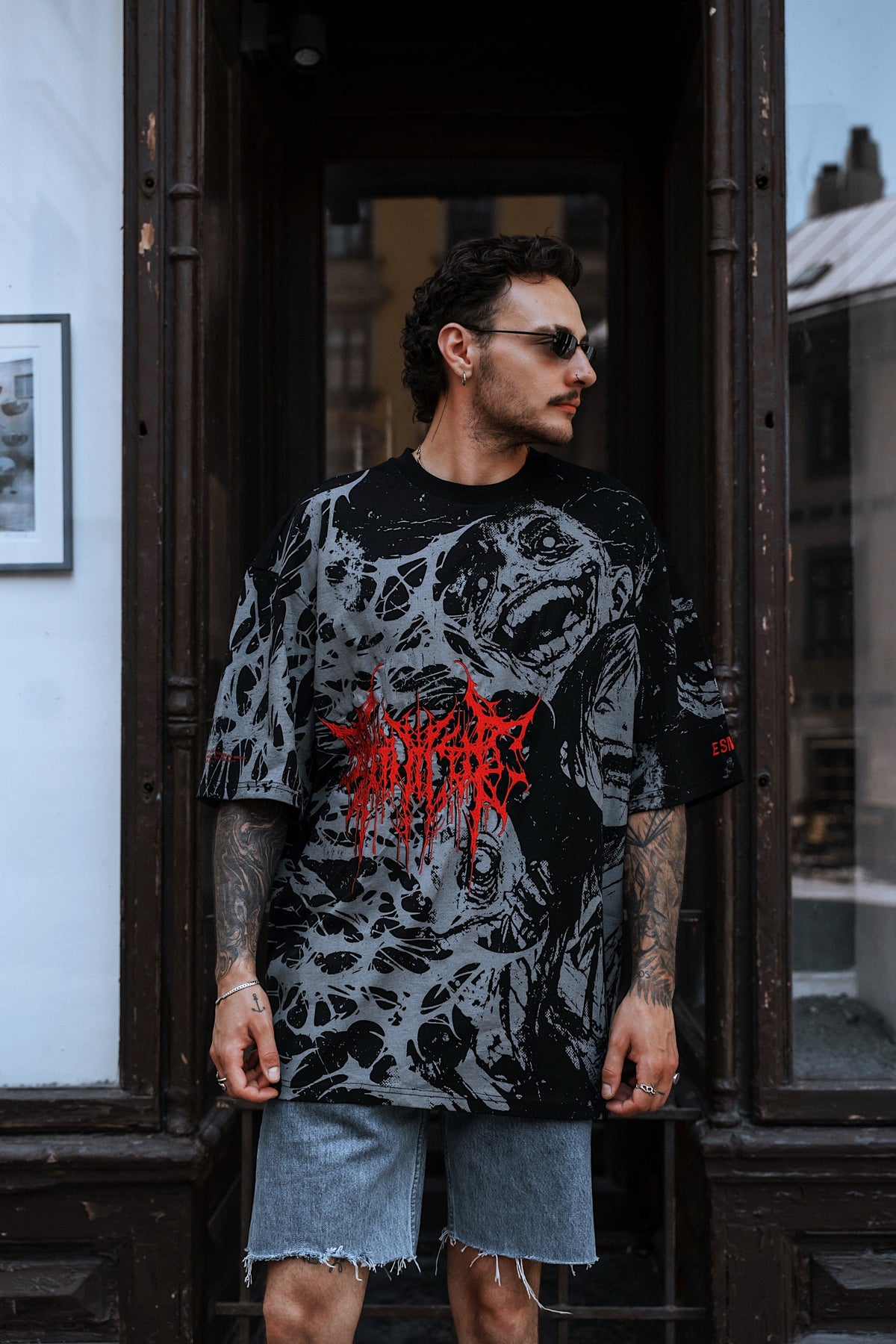 Grinfrost (Black) - Oversized T-Shirt (200GSM)