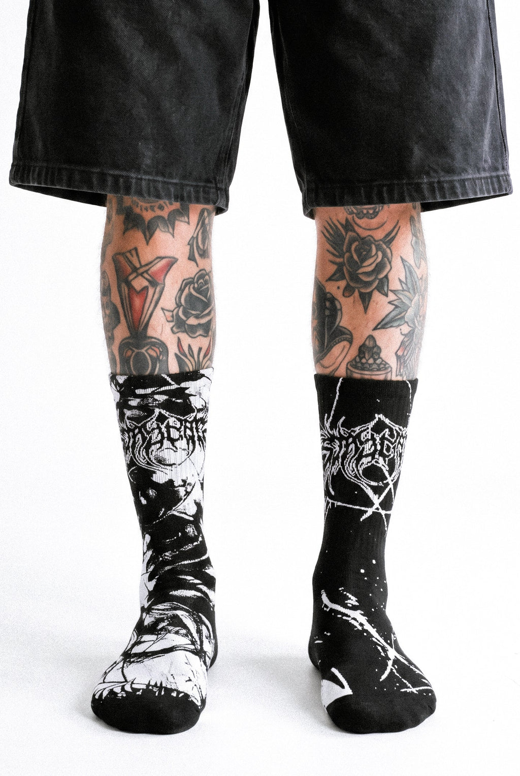 Marble Chaos (Black White) - Comfort Socks