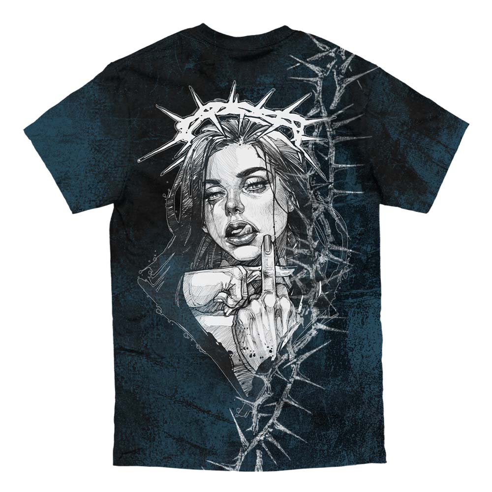 Middle Finger Up (Blue) - Customized Regular T-Shirt 200GSM