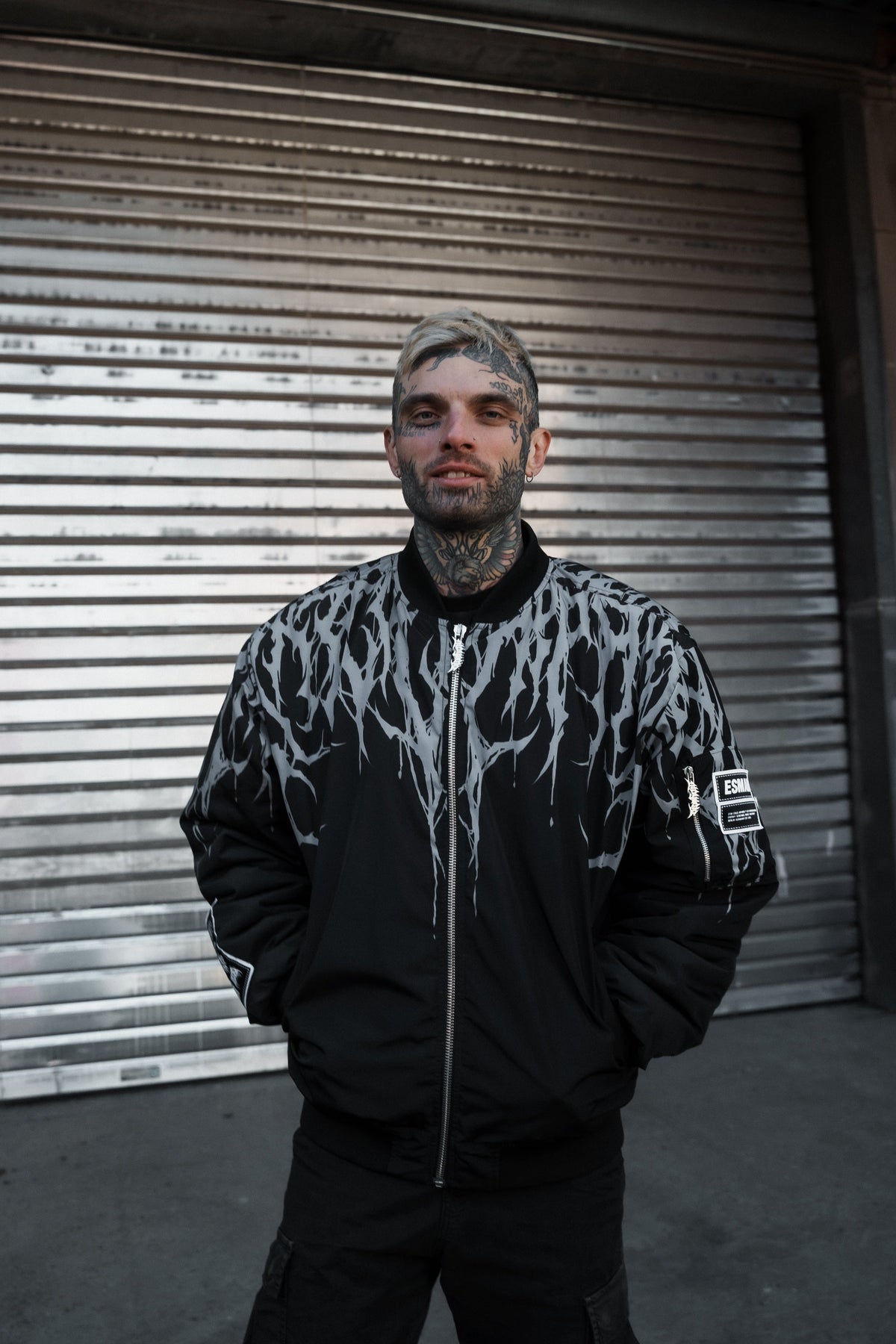 Reign Of Blood (Grey) - Bomber Jacket (Acid Washed)