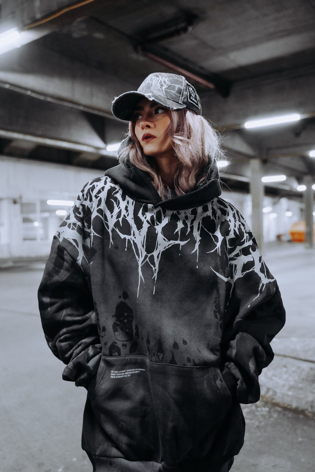 Reign Of Blood (Grey Dye) - Oversized Hoodie (350GSM)