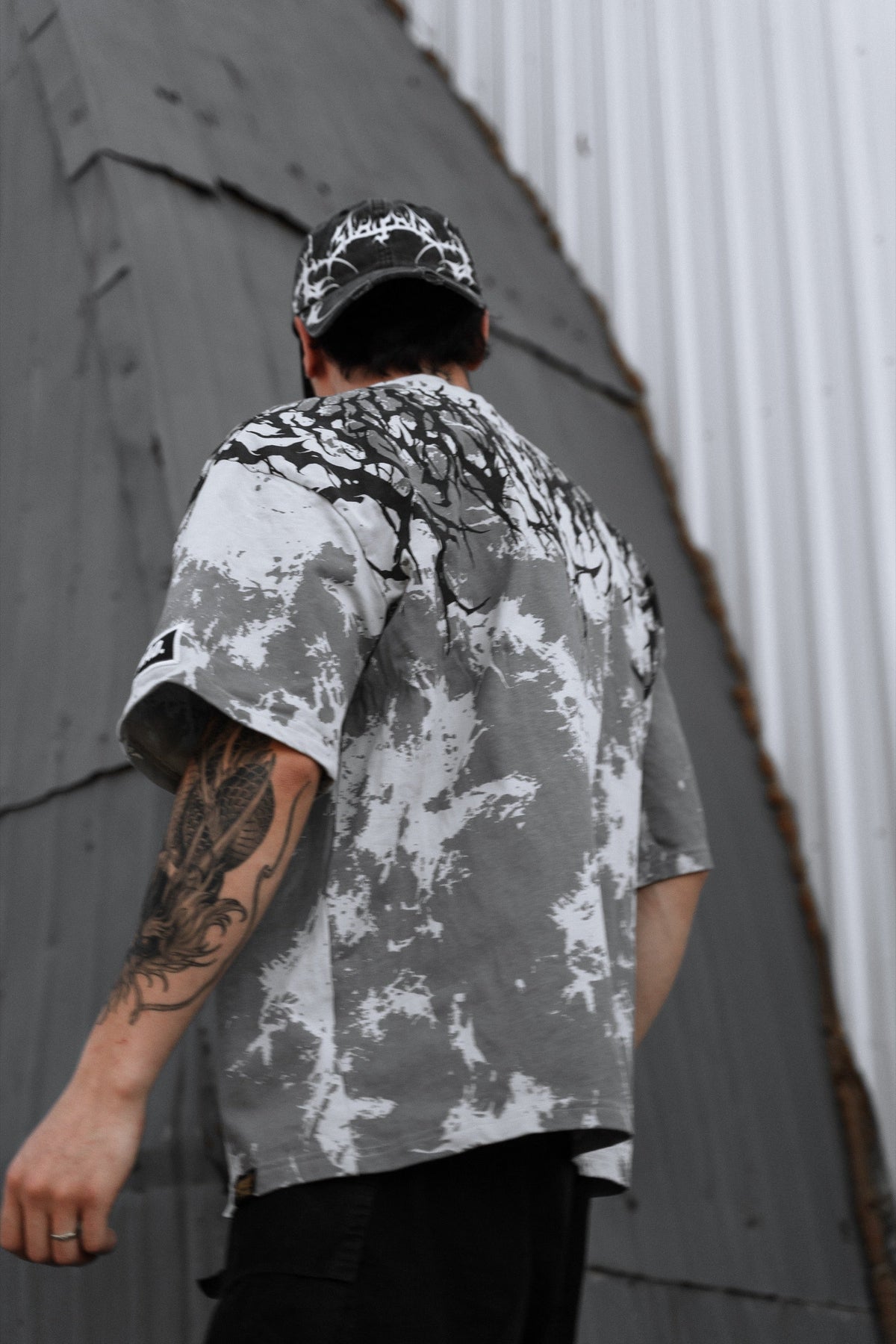 Reign Of Blood (Light Grey) - Heavy Oversized T-Shirt (tie dye) 250GSM