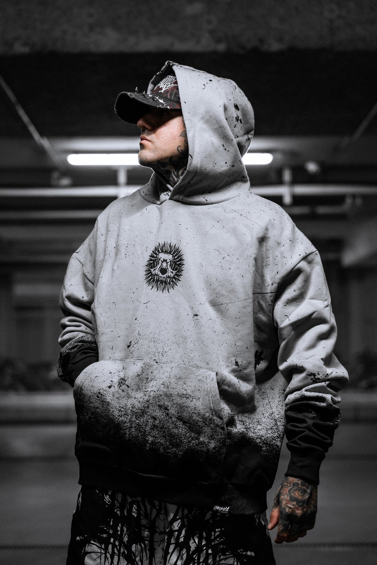 Saint of Nothing (Grey Grunge) - Oversized Hoodie (350GSM)