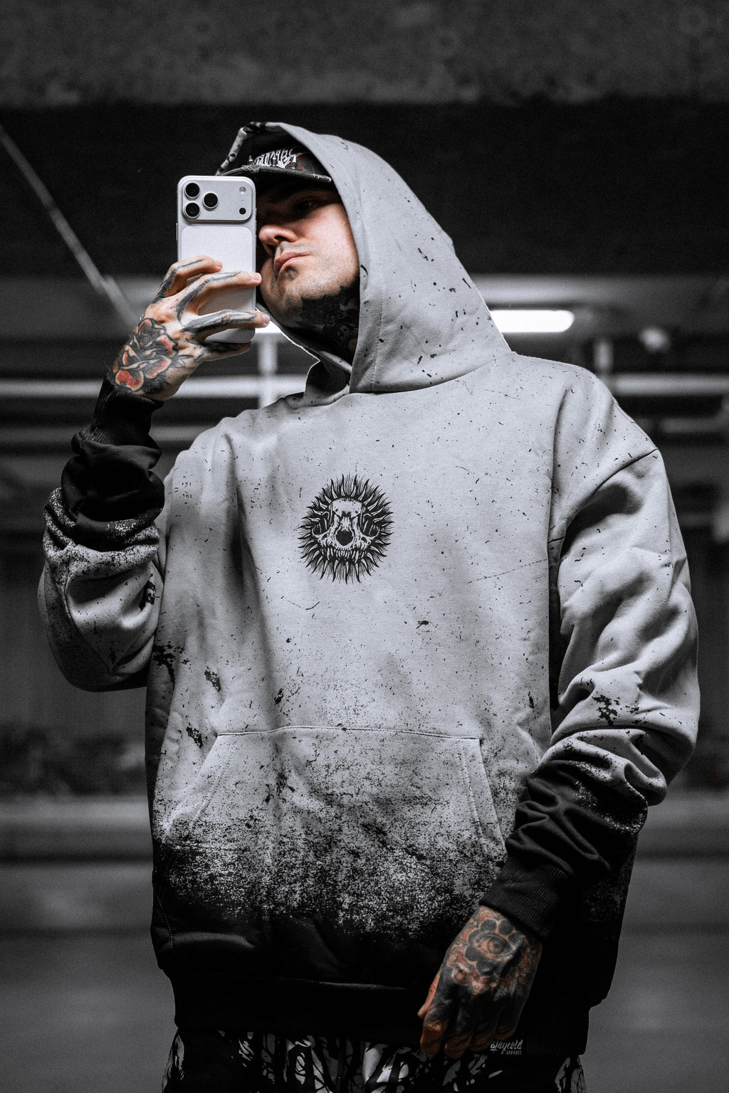Saint of Nothing (Grey Grunge) - Oversized Hoodie (350GSM)