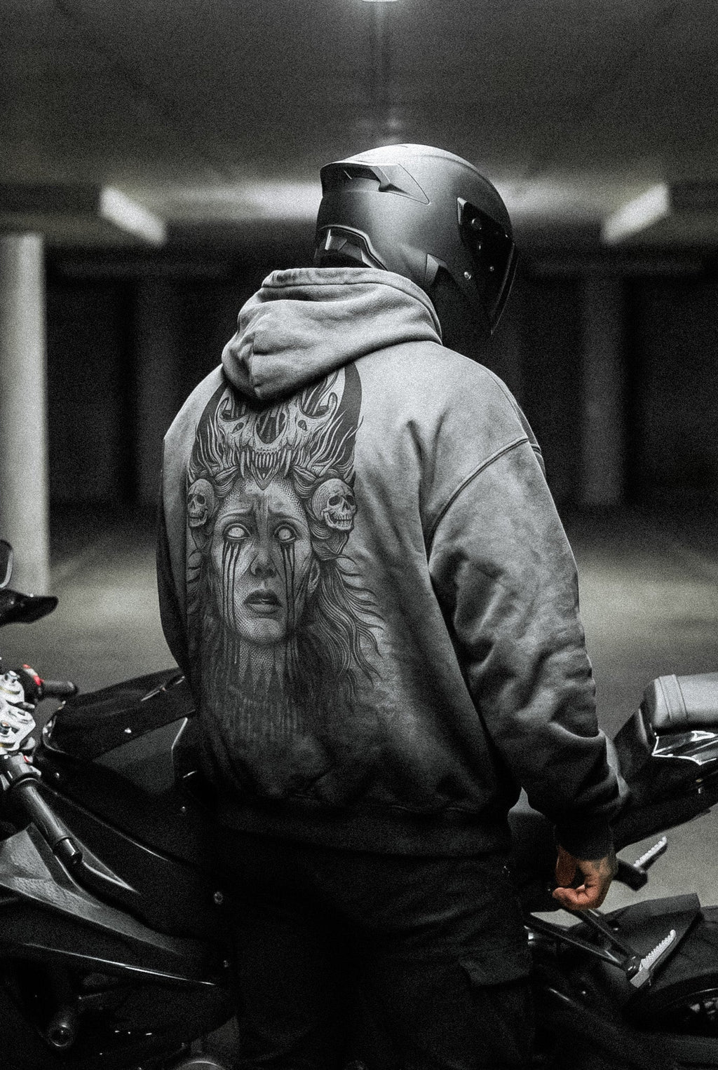 Saint of Nothing (Grey Grunge) - Oversized Hoodie (350GSM)