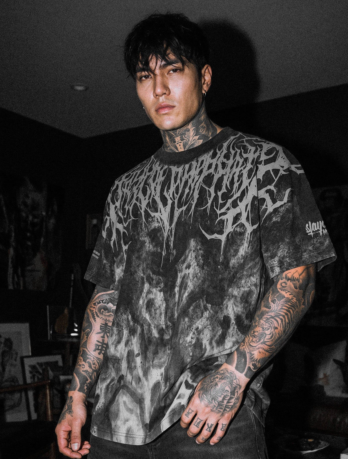 Slasher (Grey) - Heavy Oversized T-Shirt (250GSM)
