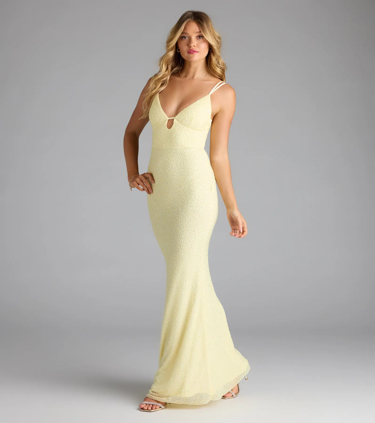 Capriana V-Neck Mermaid Bead Sequin Formal Dress