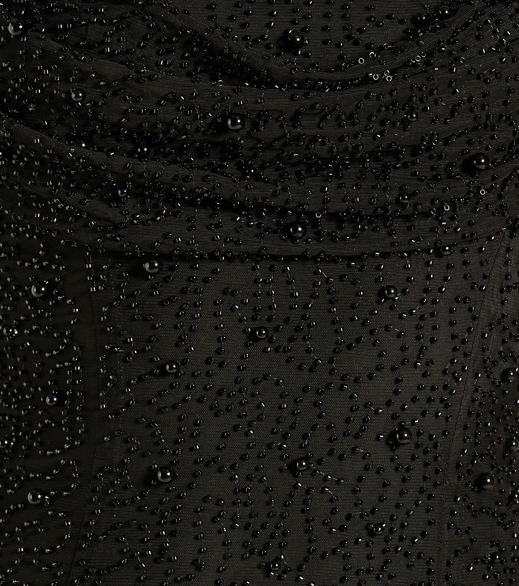 Klara Cowl Neck Faux Pearl Bead Column Dress