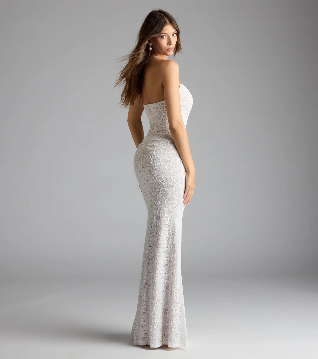 Frida Strapless Mermaid Lace Formal Dress