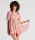 Whimsical Muse Chiffon Swiss Dot Skater Dress