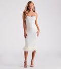 Lucinda Formal Sequin Feather Midi Dress