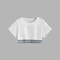 Whte Pattern Cropped Tee